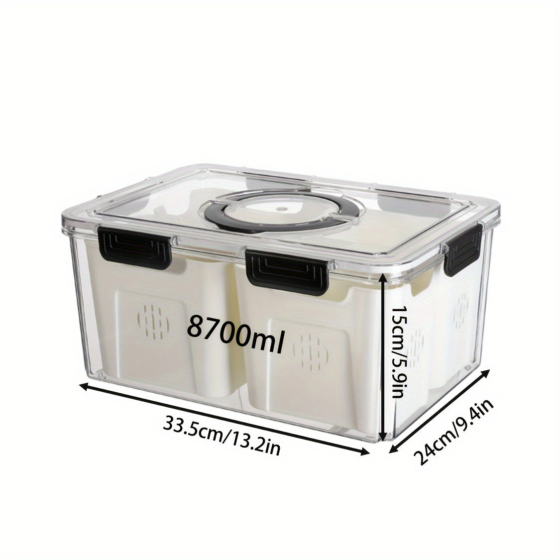 Kitchen Storage Box for Vegetables and Fruits, Fresh-keeping, Sub-grid Drain Box