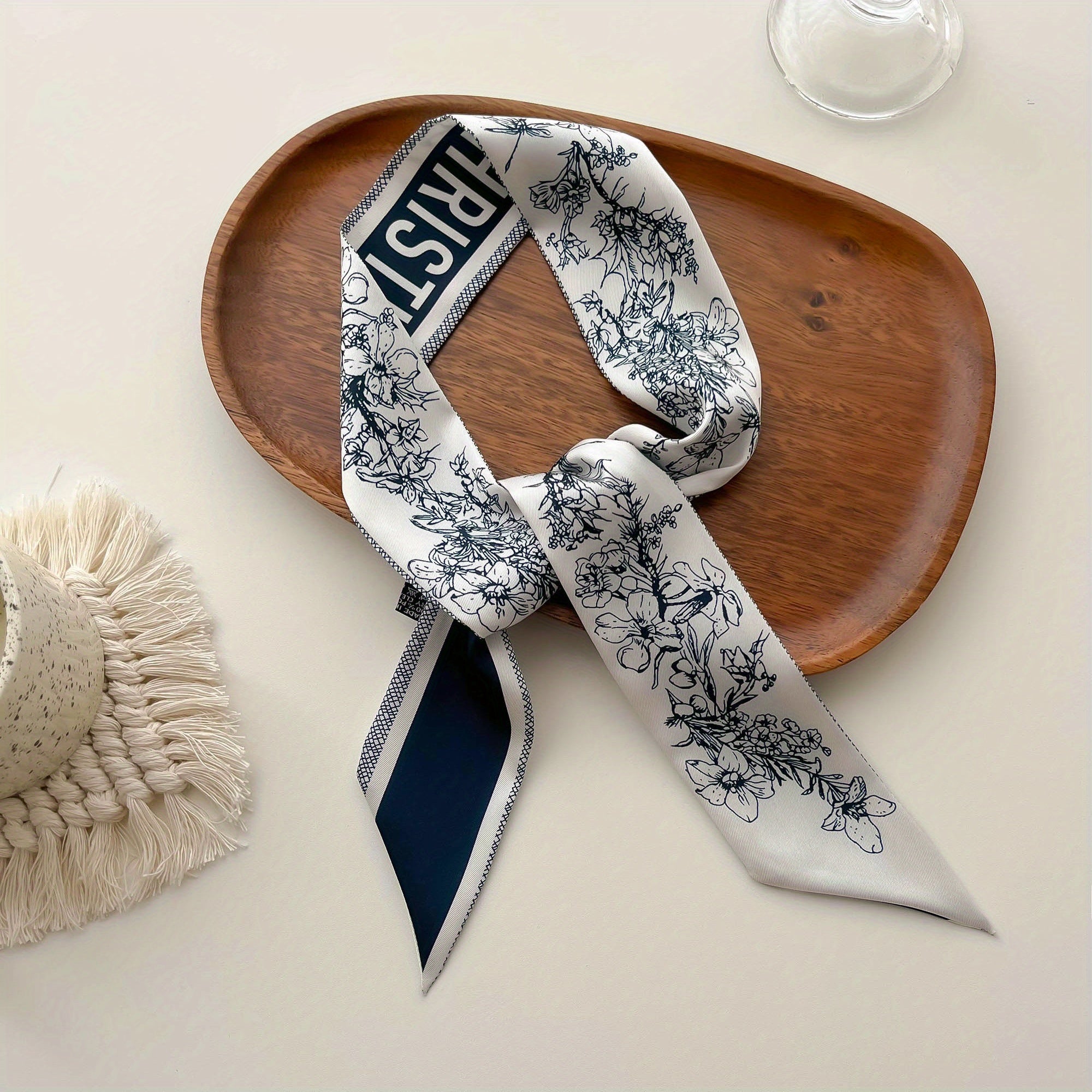 Silky Printed Ribbon Scarf for Women
