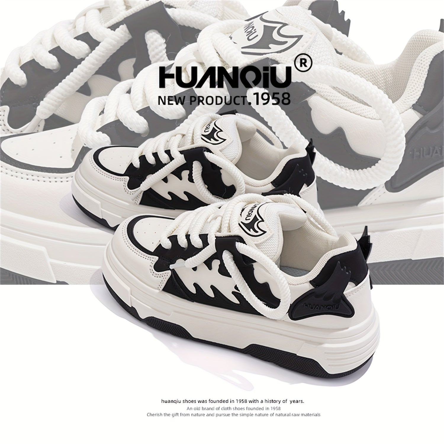 HUANQIU Lace-up Platform Skate Shoes for Women