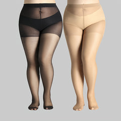 2 Pairs Plus Size Casual Stockings Set Women's Plus Control Top Pantyhose