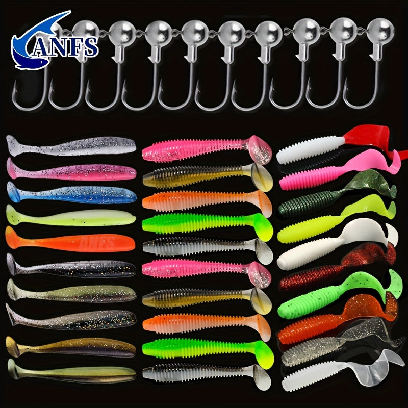 30 Soft Fishing Lures Worm Baits Freshwater Saltwater Lifelike Increased Bites
