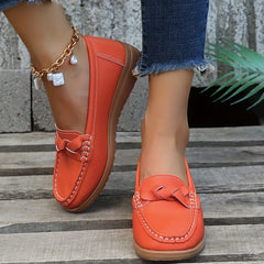 Women's Solid Flat Loafers Casual Slip On Anti skid Shoes