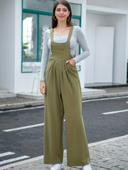 Ruched Overall Jumpsuit Wide Leg Sleeveless Casual Jumpsuit