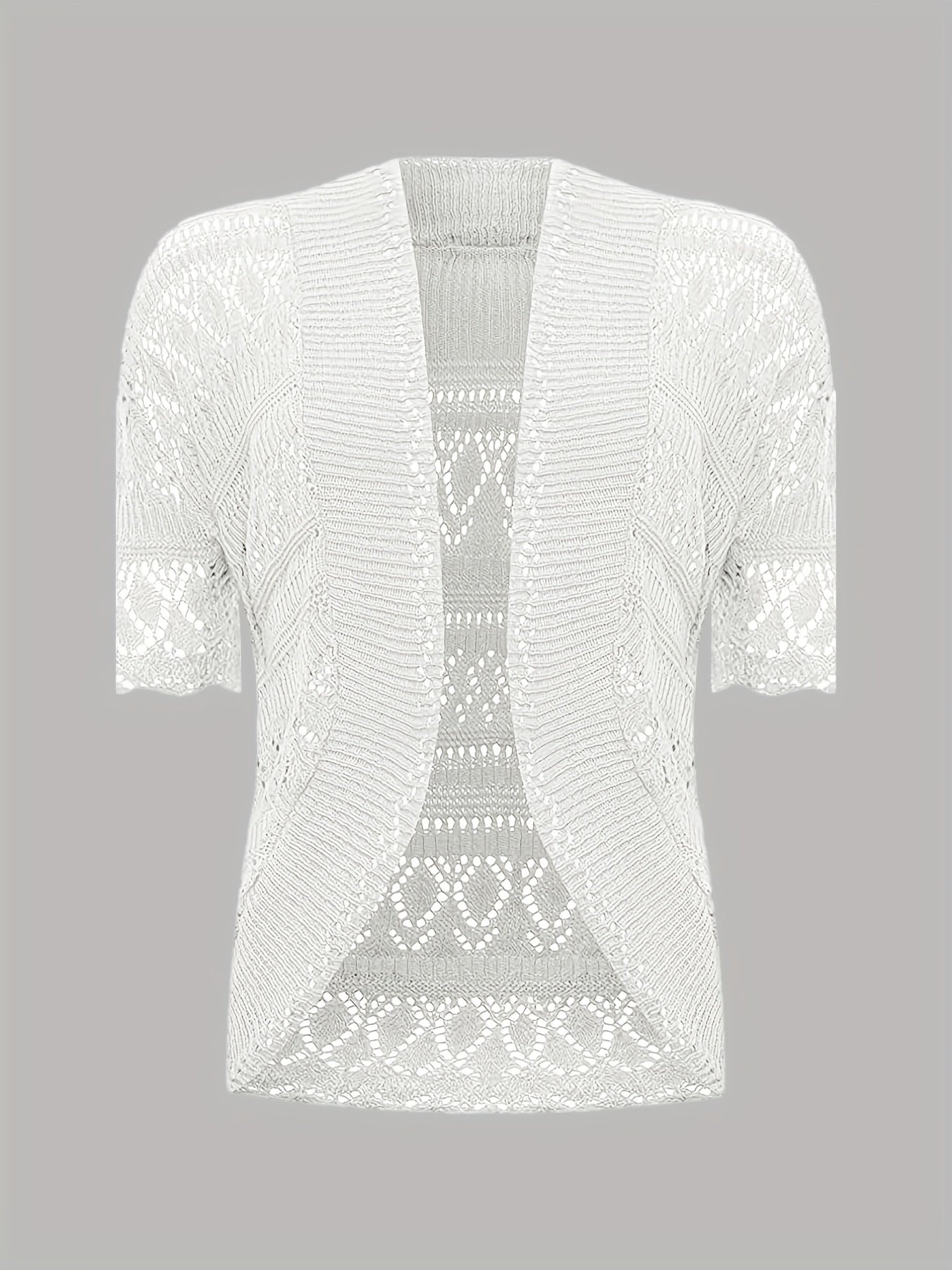 Solid Cut Out Open Front Cardigan Casual Half Sleeve Cardigan