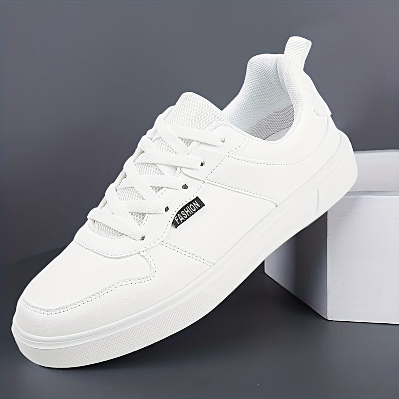 Men's PU Leather Skate Shoes Casual Comfy Lace Up Sneakers