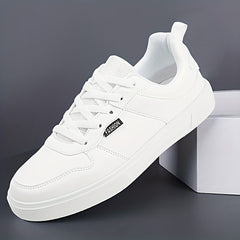 Men's PU Leather Skate Shoes Casual Comfy Lace Up Sneakers