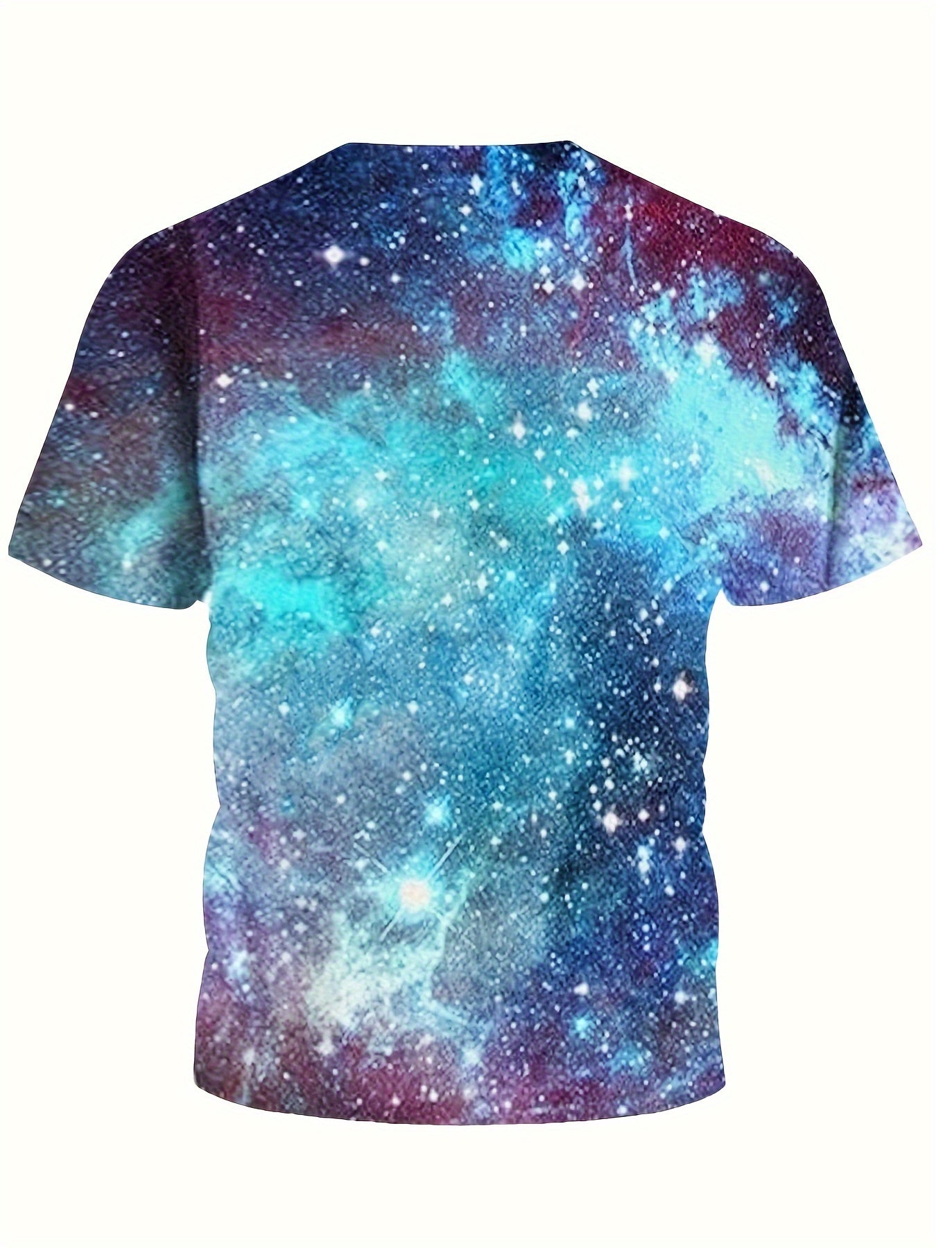 3D Dreamy Outer Space Graphic Short Sleeve T Shirt Loose Fit Pullover