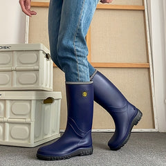 Women's Waterproof Mid Calf Rain Boots - Anti skid Slip On Shoes
