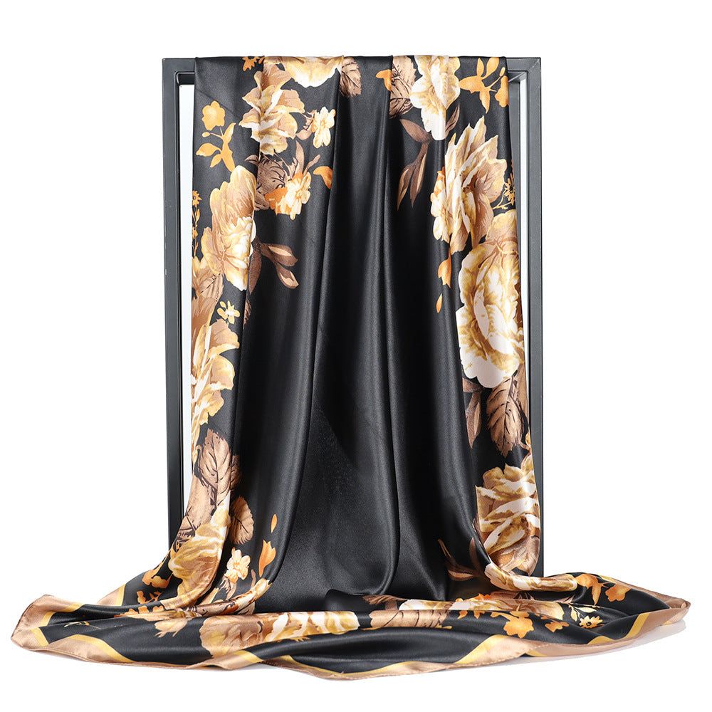 Floral Print Square Kerchief Neck Scarf Hair Accessory