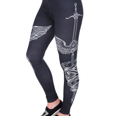 Sword Print High Waist Leggings Sports Stretchy Skinny Leggings