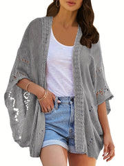 Crochet Draped Knit Cardigan Women's Sweater
