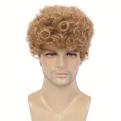 Men Short Curly Wigs Male Guy Layered Wavy Halloween Cosplay Anime Party