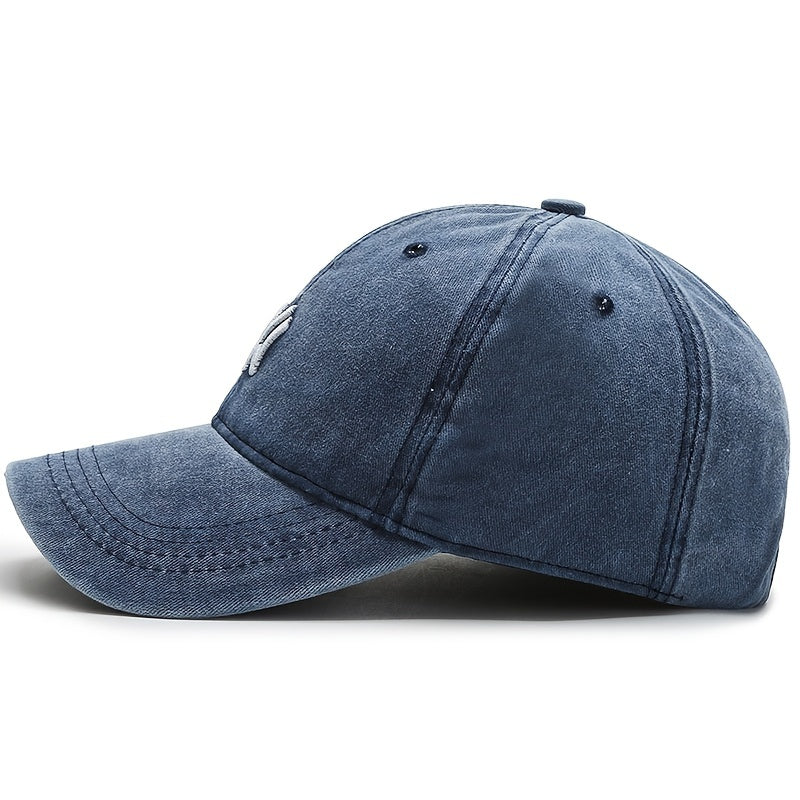 Vintage Embroidered Football Baseball Cap Unisex Denim Hat