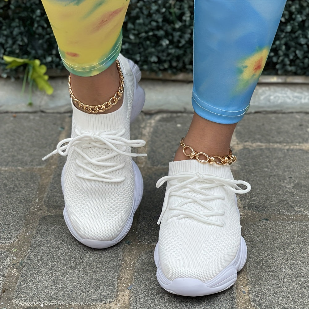 Women's Mesh Breathable Platform Sneakers - Casual Sports