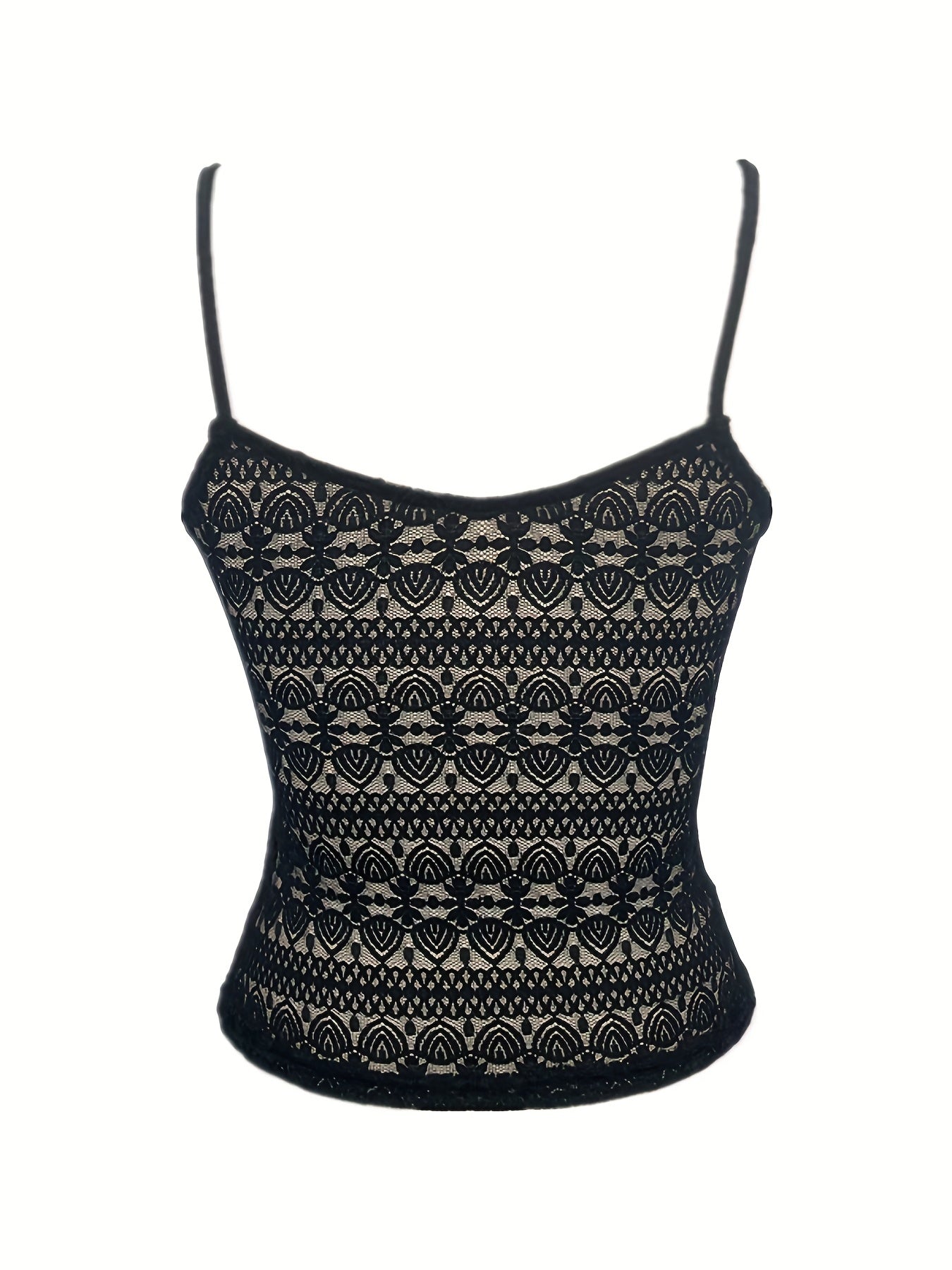 Solid Contrast Lace Cami Top Women's Sleeveless Summer Top