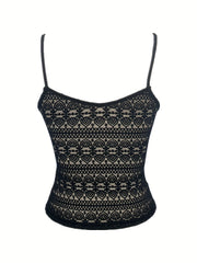 Solid Contrast Lace Cami Top Women's Sleeveless Summer Top