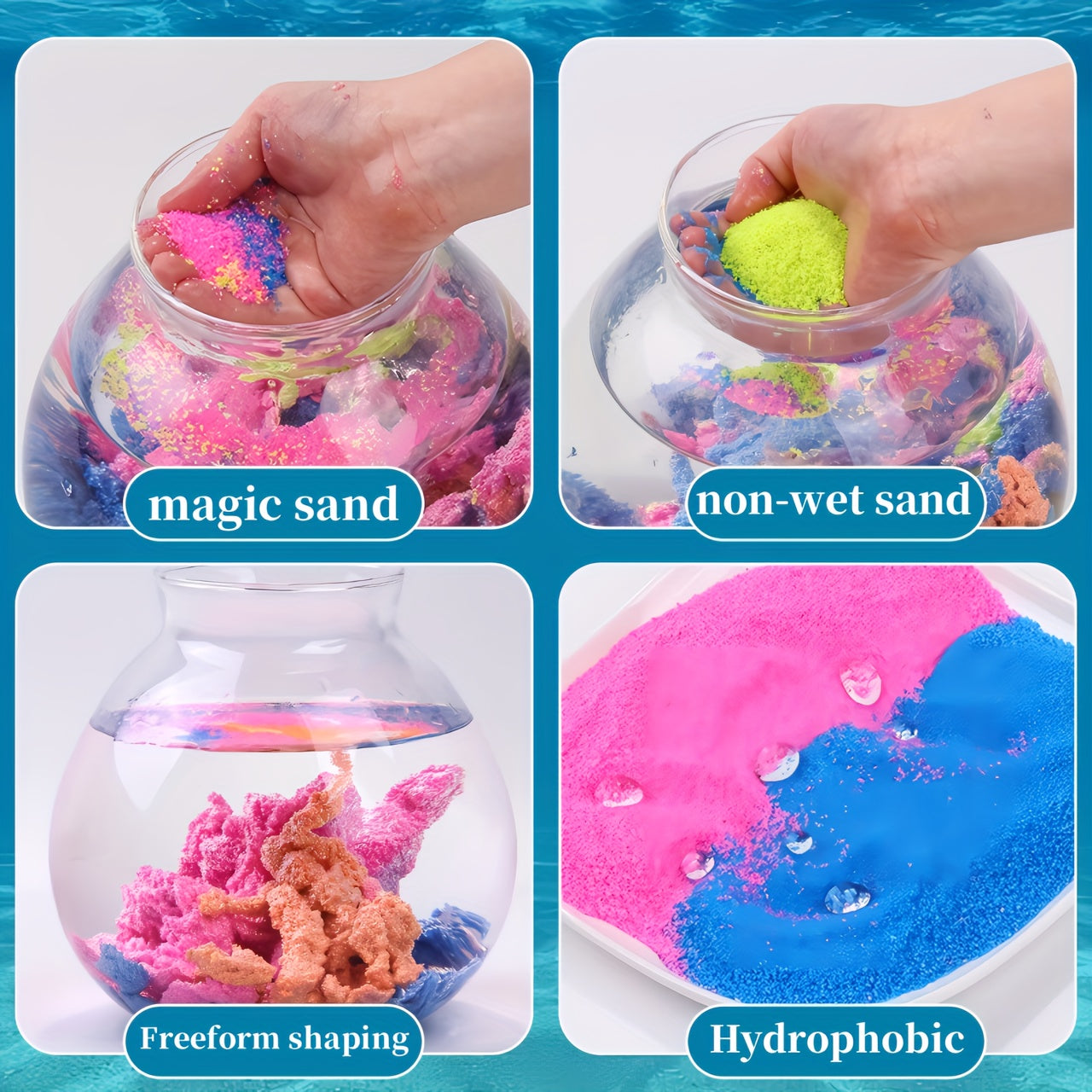 Colorful Magic Sand Set for Kids Non Wet Reusable Modeling Sand