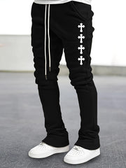 Cross Pattern Flared Trousers Men s Casual Stretch Street Style Joggers