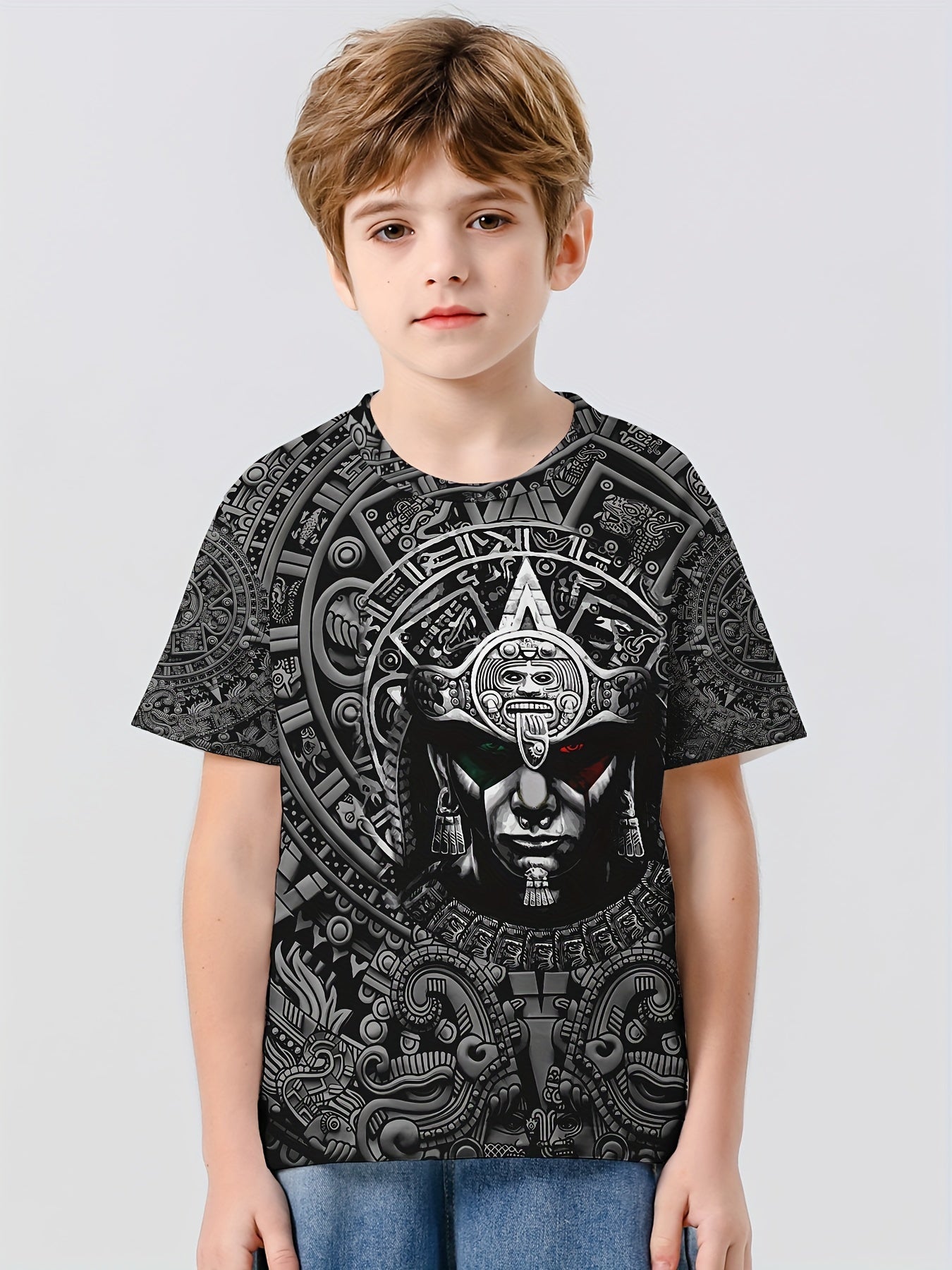 Mexico Man 3D Print Boy's Casual Tees Short Sleeve Crew Neck Comfy T shirt Kids