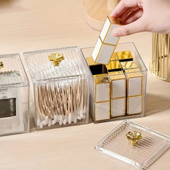 Acrylic Cotton Swabs Holder Clear Vanity Makeup Organizer
