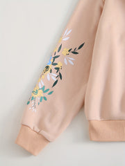 Girls' Floral Print Long Sleeve Casual Sweatshirt Top Hoodie Pullovers