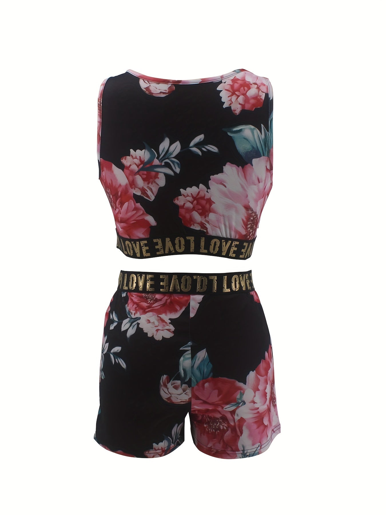 Floral Print Two Piece Set Crop Top & Shorts Outfit