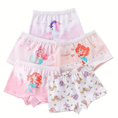5pcs Mermaid Panties Girls Underwear Cotton Boxer Briefs