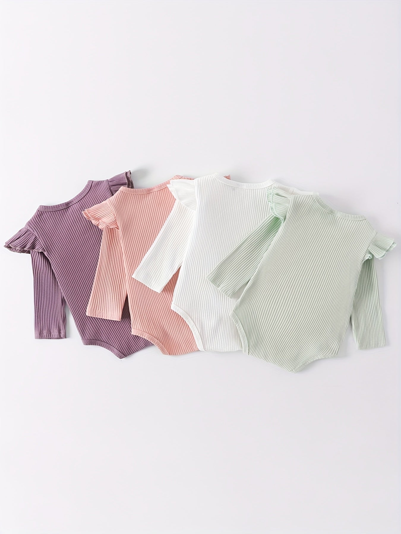 Baby Girls Ruffle Long Sleeve Rompers 4pcs