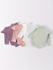 Baby Girls Ruffle Long Sleeve Rompers 4pcs