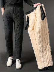 Men's Warm Fleece Stretch Joggers with Zipper Pockets