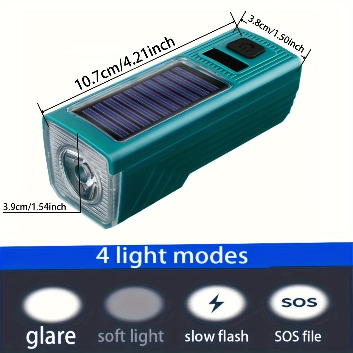 Solar Bike Light Set With Horn USB Rechargeable Headlight Taillight
