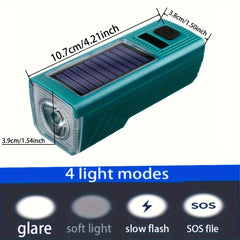 Solar Bike Light Set With Horn USB Rechargeable Headlight Taillight