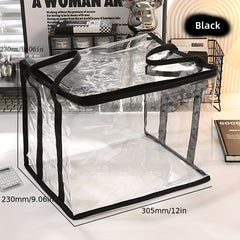 Pink Foldable Clear Storage Box w/ Handles&Lids Durable Large Storage Box