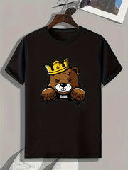 Bear Print Men's Graphic T shirt Casual Comfy Tees For Summer