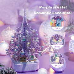 729pcs Purple Christmas Tree Building Blocks Toy with Music Box