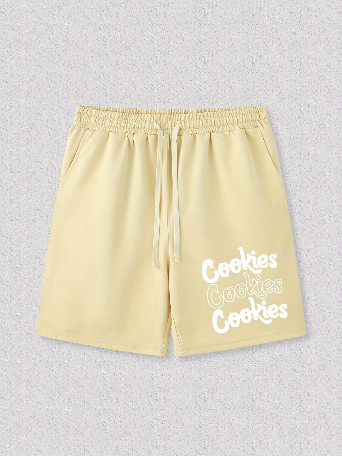 Cookies Letter Print Casual Drawstring Shorts Men's Summer Clothes
