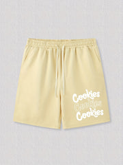 Cookies Letter Print Casual Drawstring Shorts Men's Summer Clothes