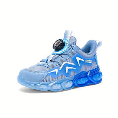 Kid's Rotating Buckle Basketball Shoes, Shock Absorption Sneakers