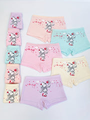 5 Pairs Girls' Cotton Underwear Cartoon Dogs & Heart Patterns Boxer Briefs