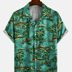 Men's Short Sleeve Hawaiian Shirts Beach Button Up Summer