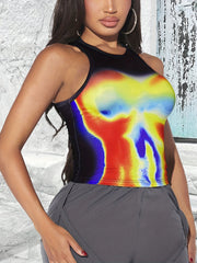 Colorful Print Tank Top Women's Sleeveless Top