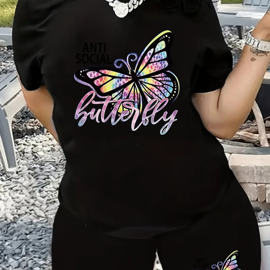 Butterfly & Letter Print 2 Piece Set