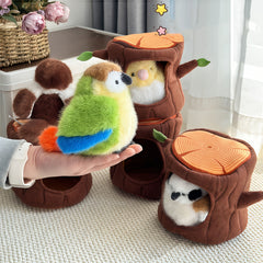 2pcs Elf Series Bird Plush Toys Sparrow & Parrot Avian Dolls