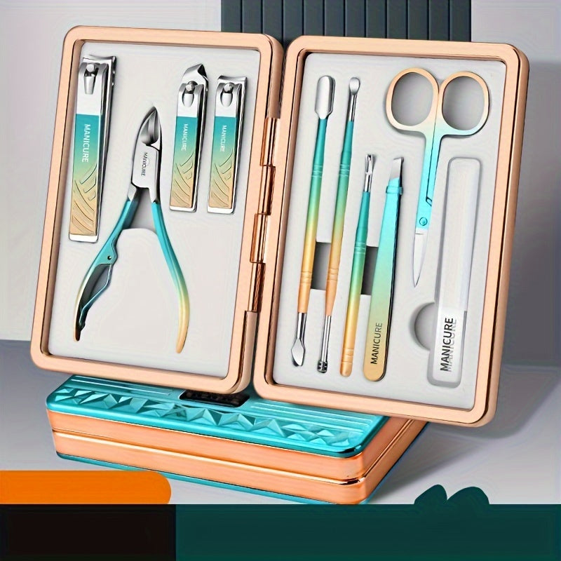10pcs Stainless Steel Pedicure Tools Set with Travel Bag