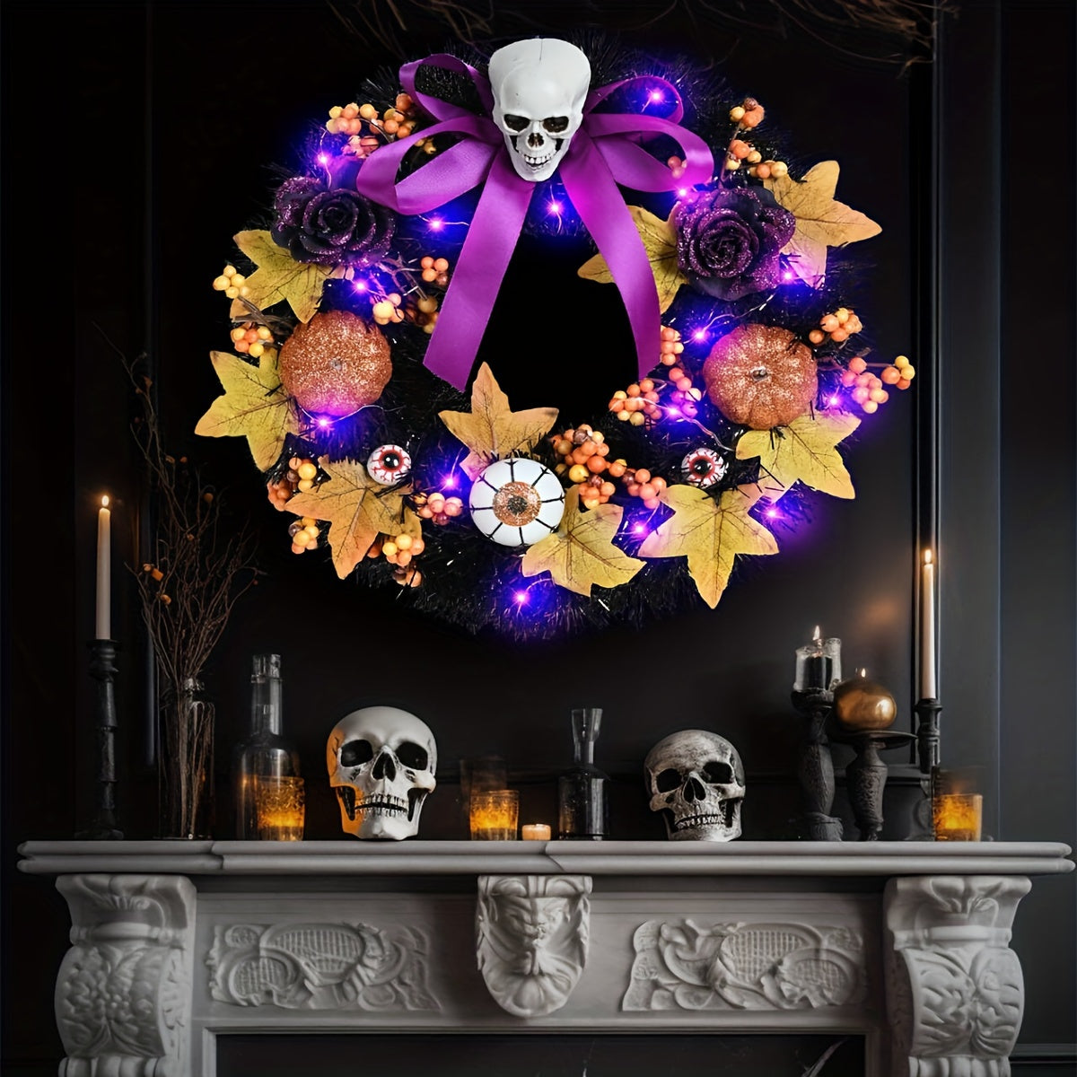 Halloween Wreath Ghost Pumpkin Horror Hanging Pendant Skeleton