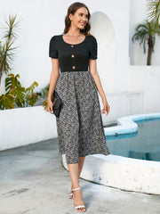 Floral Print Ruched Short Sleeve Dress Women's Clothing