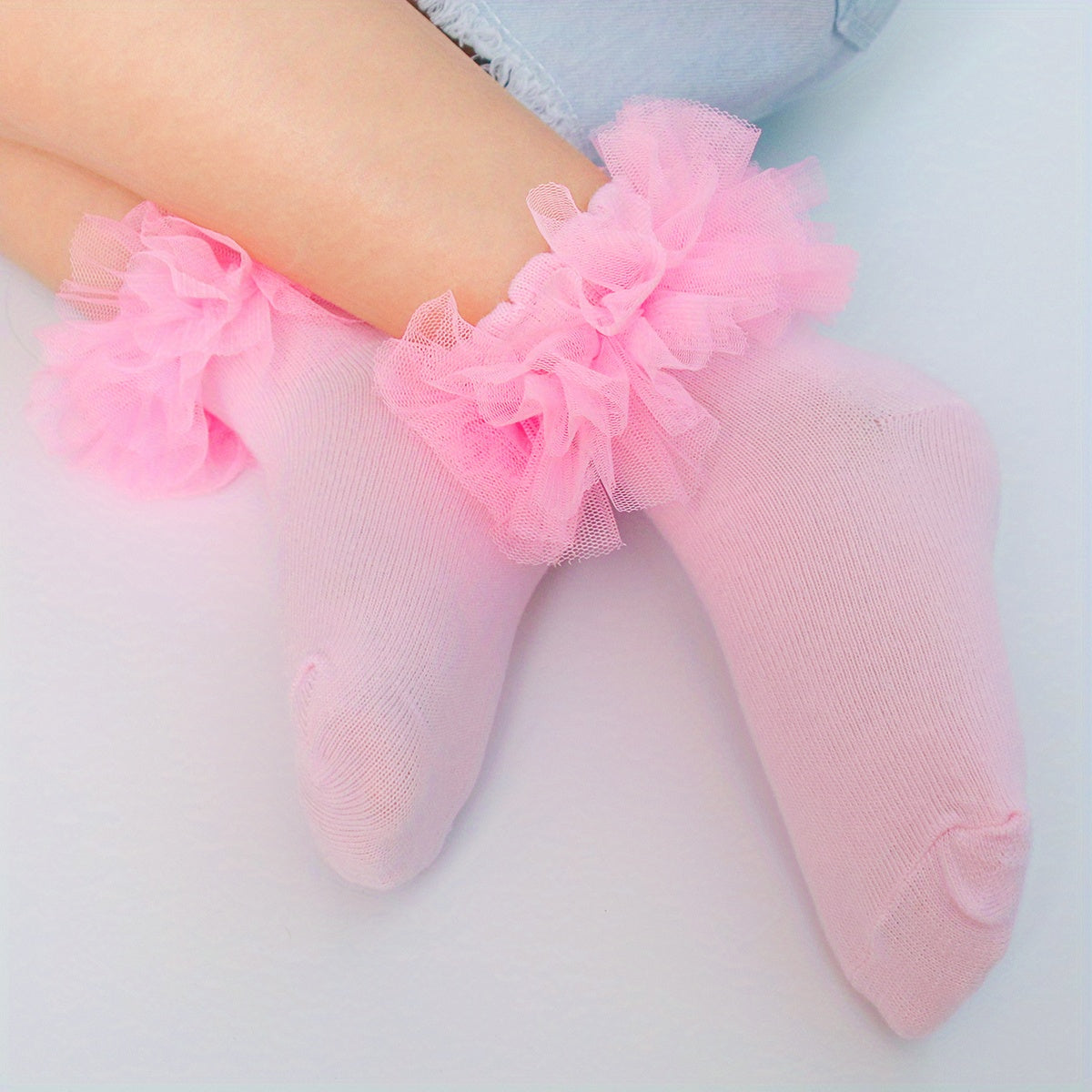 Ruffled Crew Socks Lace Mesh Thin Princess Socks Girls Holiday Party