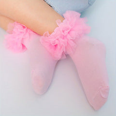 Ruffled Crew Socks Lace Mesh Thin Princess Socks Girls Holiday Party