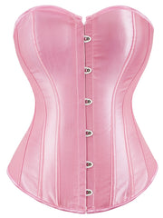 Corset Satin Lace Up Boned Overbust Tummy Control Body Shaper Bustier