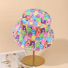 1pc Bear Bucket Hat Double sided Wearable Sunshade Sunscreen